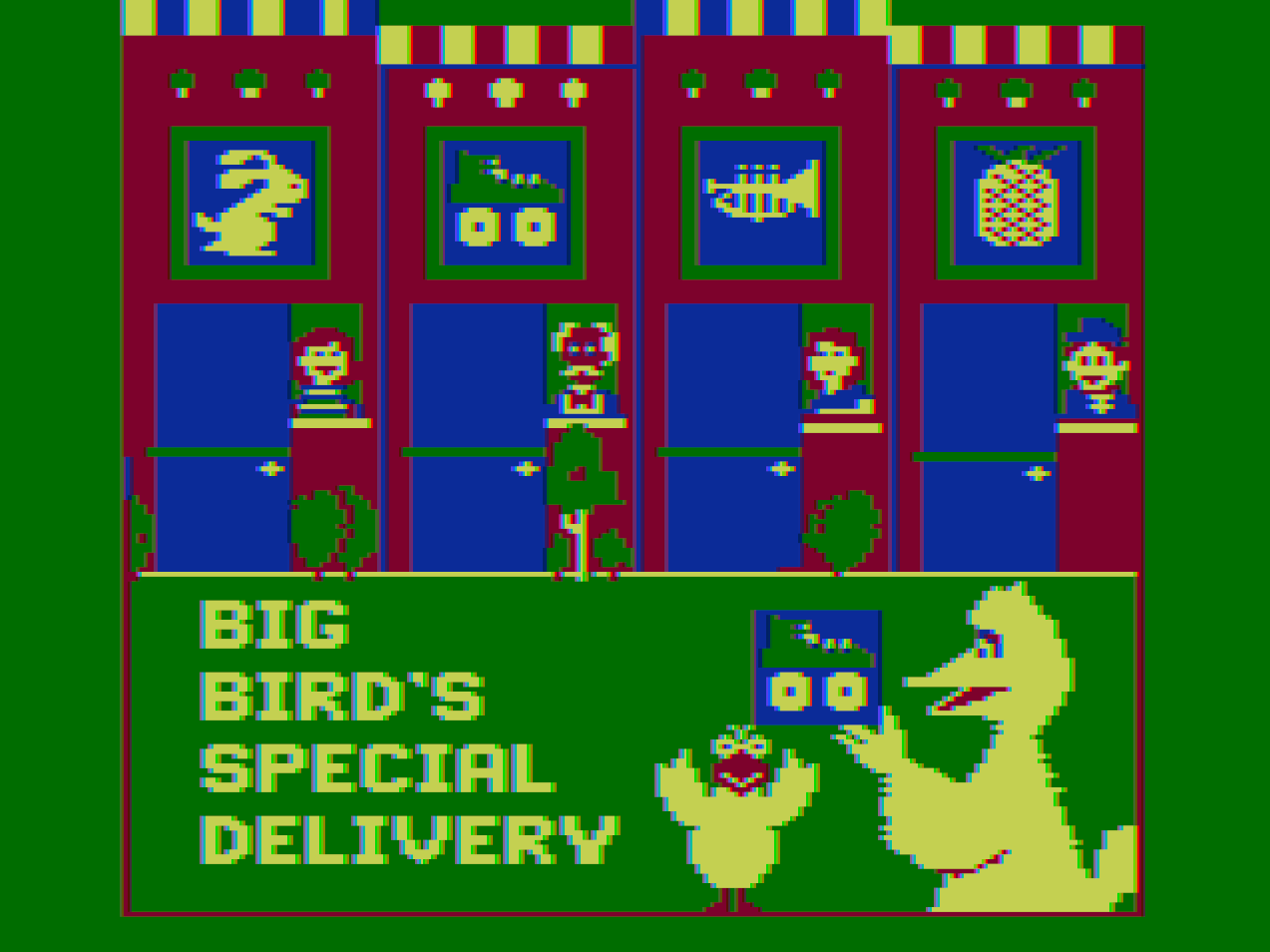 Title screen of Big Bird's Special Delivery