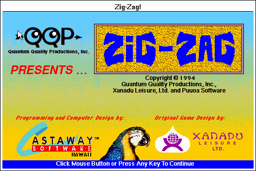 Title screen of Zig-Zag
