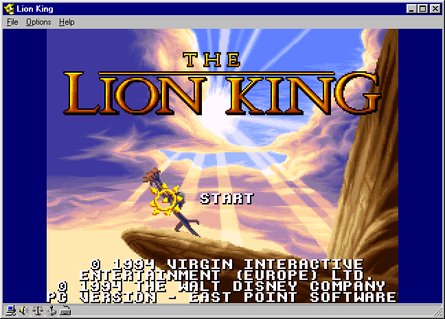 Title screen of The Lion King