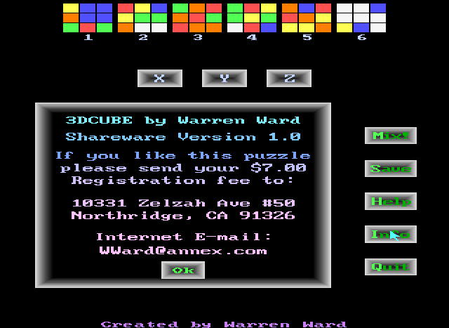 Title screen of 3DCube