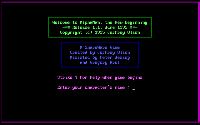 Title screen of AlphaMan