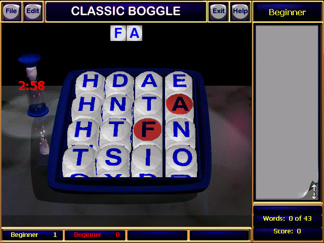 Gameplay of Boggle