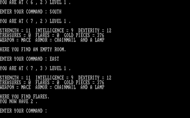 Gameplay of The Wizard's Castle (1981)