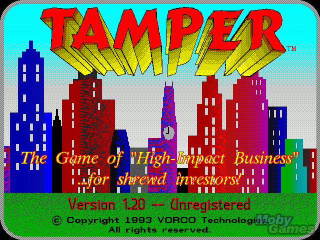 Title screen of Tamper