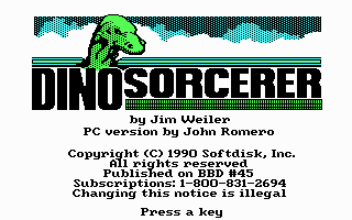 Title screen of Dino-Sorcerer