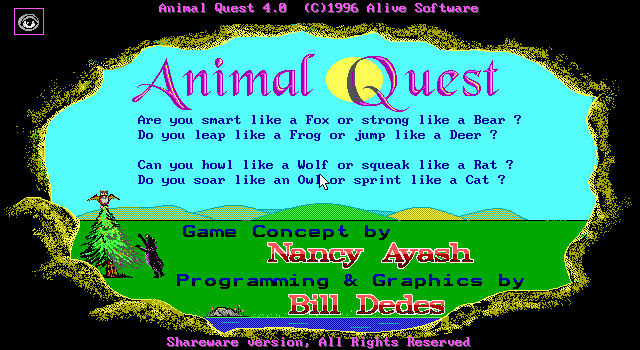 Title screen of Animal Quest
