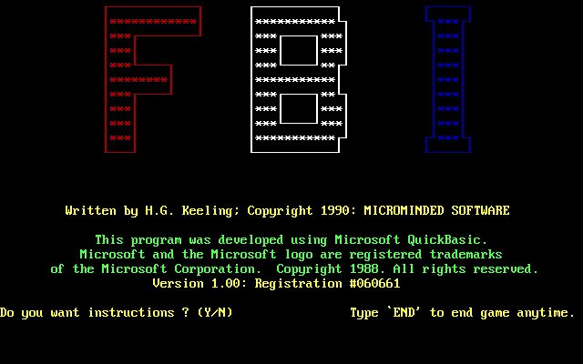 Title screen of FBI