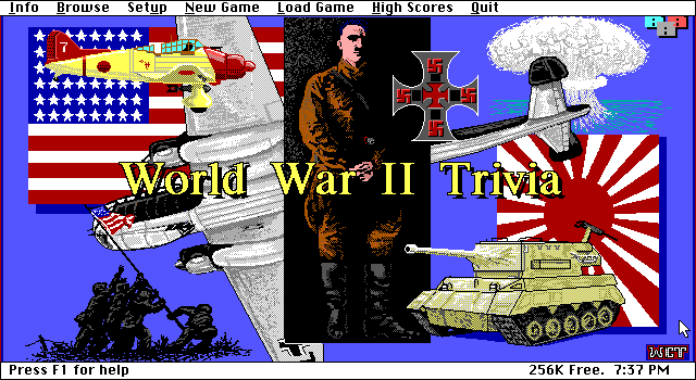 Title screen of World War II Trivia
