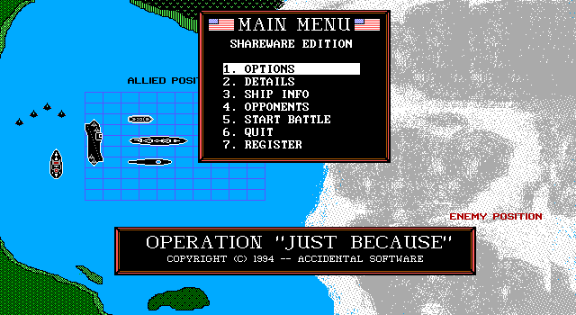 Title screen of Operation Just Because