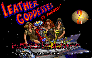 Title screen of Leather Goddesses of Phobos 2: Gas Pump Girls Meet the Pulsating Inconvenience from Planet X!