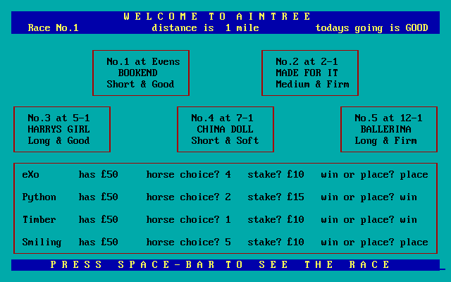 Gameplay of Under Starters Orders