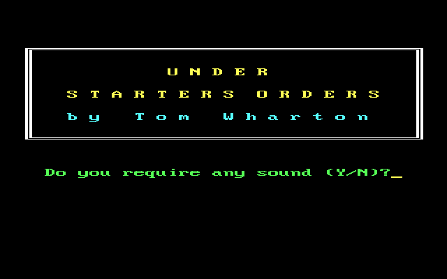 Title screen of Under Starters Orders
