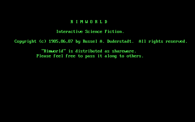 Title screen of Rimworld