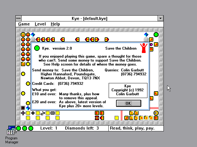 Title screen of Kye