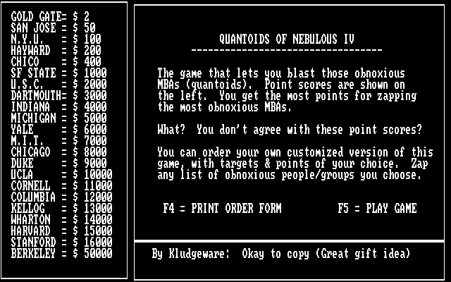 Title screen of Quantoids of Nebulus IV