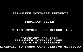 Title screen of Fraction Fever