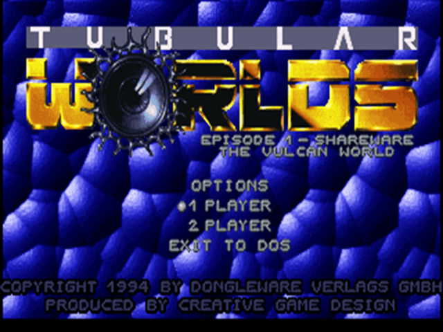 Title screen of Tubular Worlds
