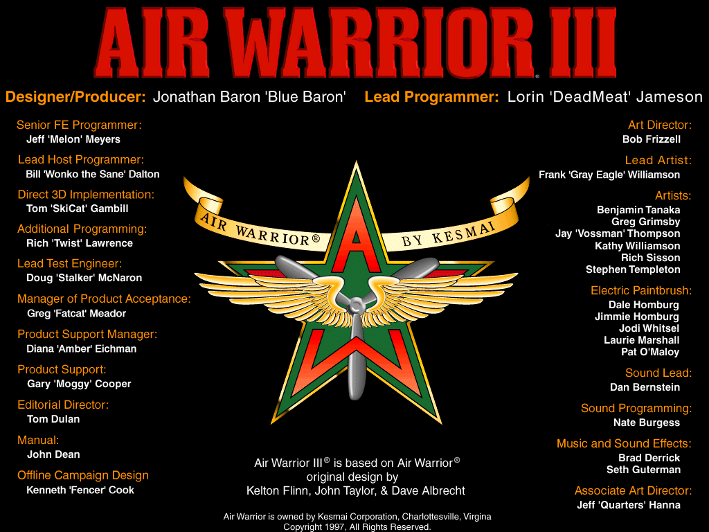 Title screen of Air Warrior III