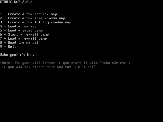 Title screen of Ethnic War