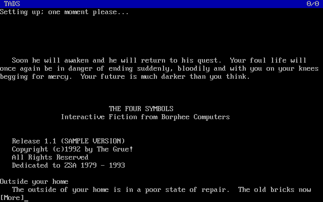 Title screen of The Four Symbols