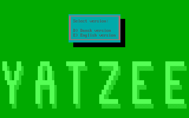 Title screen of Yatzee