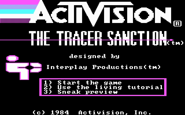 Title screen of The Tracer Sanction