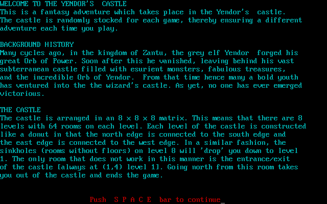 Title screen of Amulet of Yendor