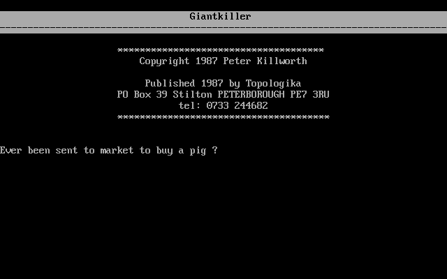 Title screen of Giant Killer