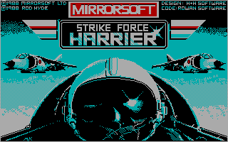 Title screen of Strike Force Harrier