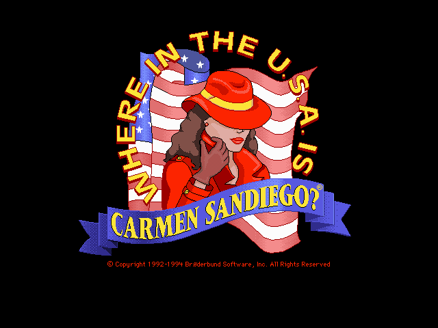 Title screen of Where in the U.S.A. Is Carmen Sandiego? Deluxe