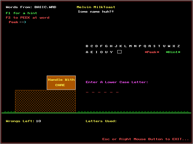 Gameplay of Hangman (1992)
