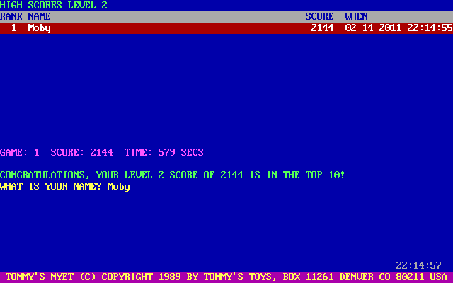 Title screen of Tommy's Nyet