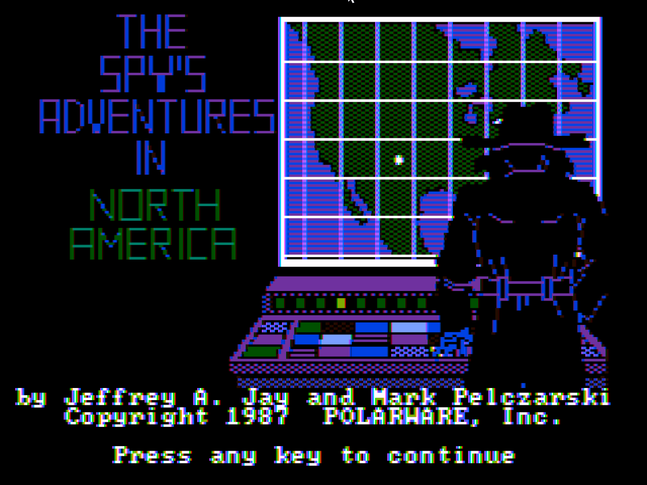 Title screen of The Spy's Adventures in North America