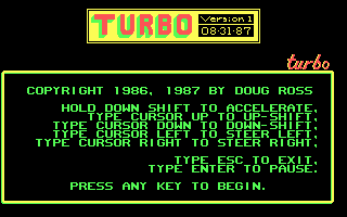 Title screen of Turbo