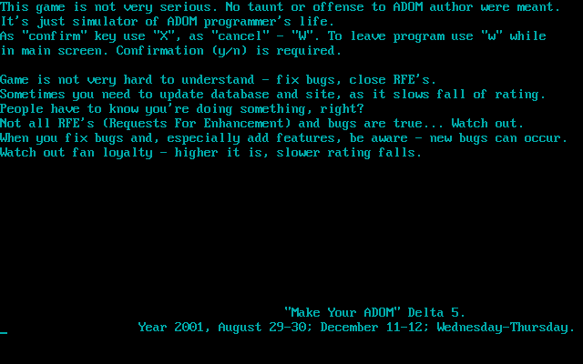 Title screen of Make Your ADOM