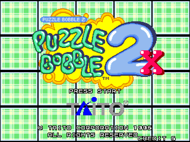 Title screen of Puzzle Bobble 2x
