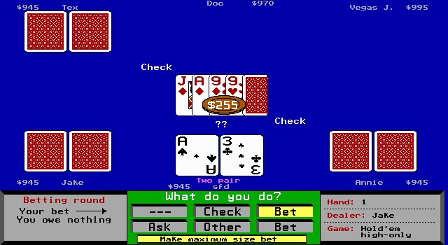 Gameplay of Amarillo Slim Dealer's Choice