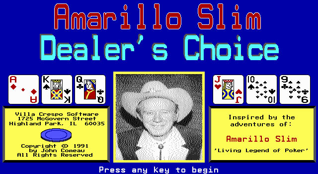 Title screen of Amarillo Slim Dealer's Choice