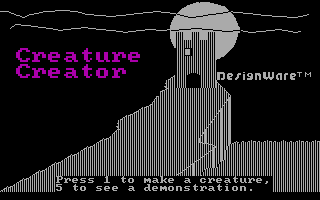 Title screen of Creature Creator