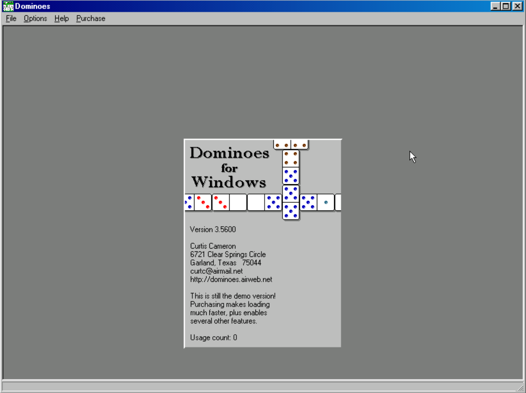 Title screen of Dominoes For Windows