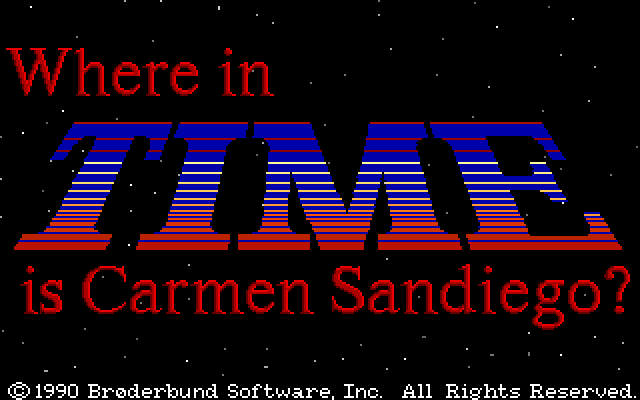 Title screen of Where in Time Is Carmen Sandiego?