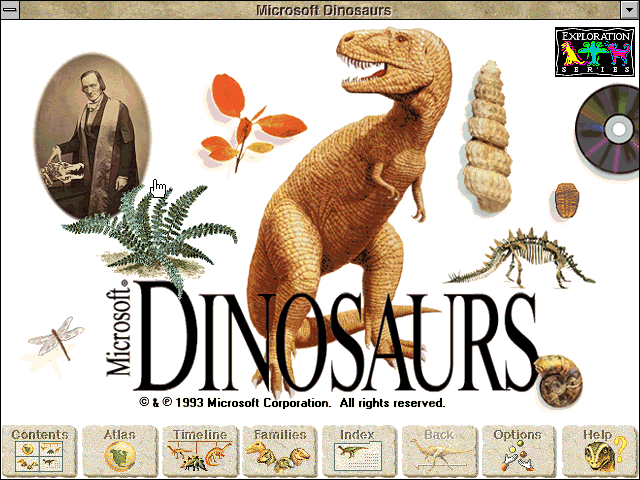 Title screen of Microsoft Dinosaurs