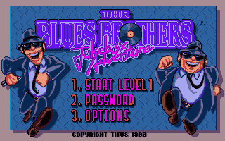 Title screen of The Blues Brothers: Jukebox Adventure