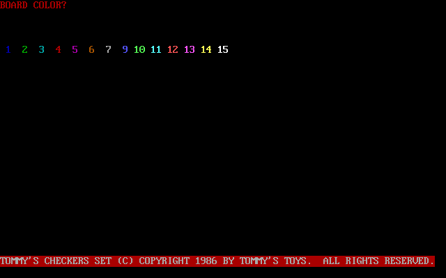 Title screen of Tommy's Checkers