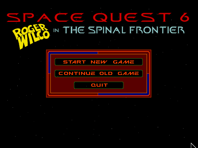 Title screen of Space Quest 6: Roger Wilco in the Spinal Frontier