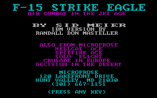 Title screen of F-15 Strike Eagle