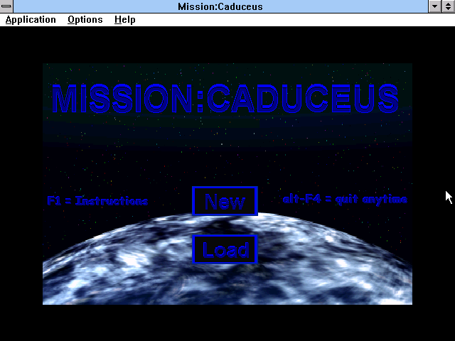Title screen of Mission: Caduceus