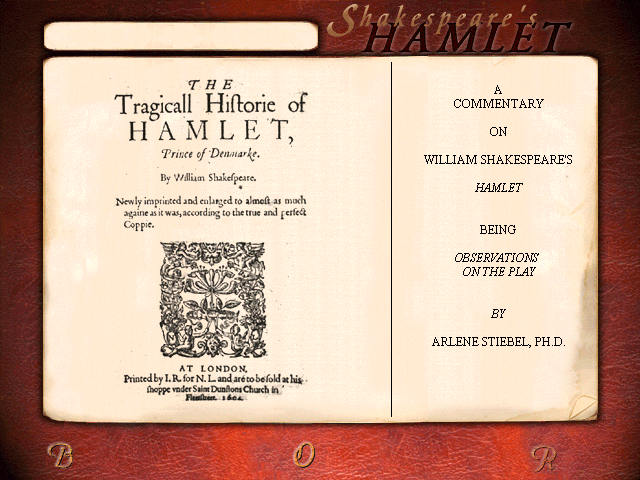 Title screen of William Shakespeare's Hamlet: A Murder Mystery