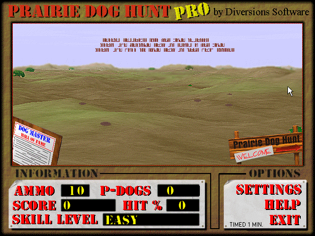 Title screen of Prairie Dog Hunt Pro