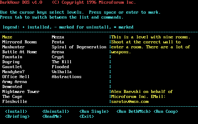 Title screen of Dark Hour